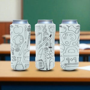 School Supplies Brumate Slim Can Cooler – Engraved Teacher Appreciation Stainless Steel Holder for 12oz 16oz 24oz Slim Cans