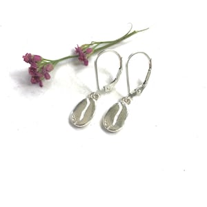 Silver Coffee Bean Lever Back Earrings,Dainty Drop Earrings,Gift For Her