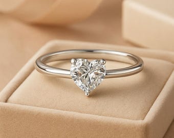 Heart Moissanite Solitaire Ring | 925 Sterling Silver Promise Ring | Dainty Heart Cut Engagement Ring | Promise Ring | best Gift For love