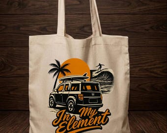 Honda Element Inspired Tote Bag - "Surfing" Tote Bag (15" x 16")