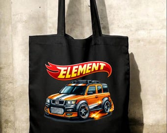 Honda Element Inspired Tote Bag - "Orange Hot Wheelz" Tote Bag (15" x 16")