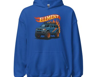 Honda Element Inspired Pullover Hoodie - "Hot Wheelz - Blue"
