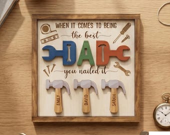 Custom Hammer Dad Wooden Sign, Personalized Father’s Day Keepsake