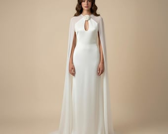 sachin and babi light blue dress Destination Wedding Dress with Cowl Back $218