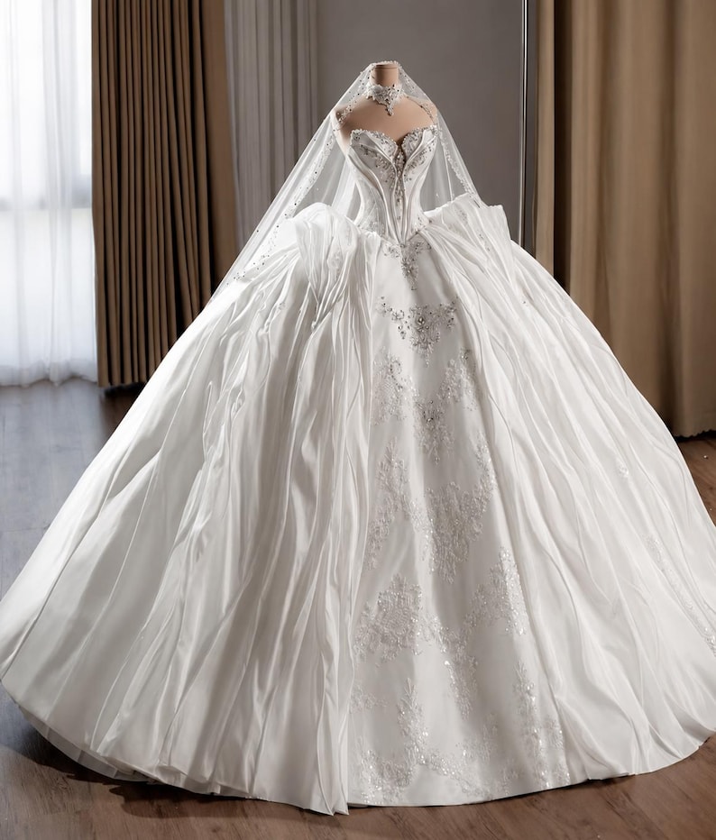 Luxury Satin Bridal Dress Sculpted Corset Ballgown Regal Princess luxury-satin-bridal-dress-sculpted-corset-ballgown-regal-princess