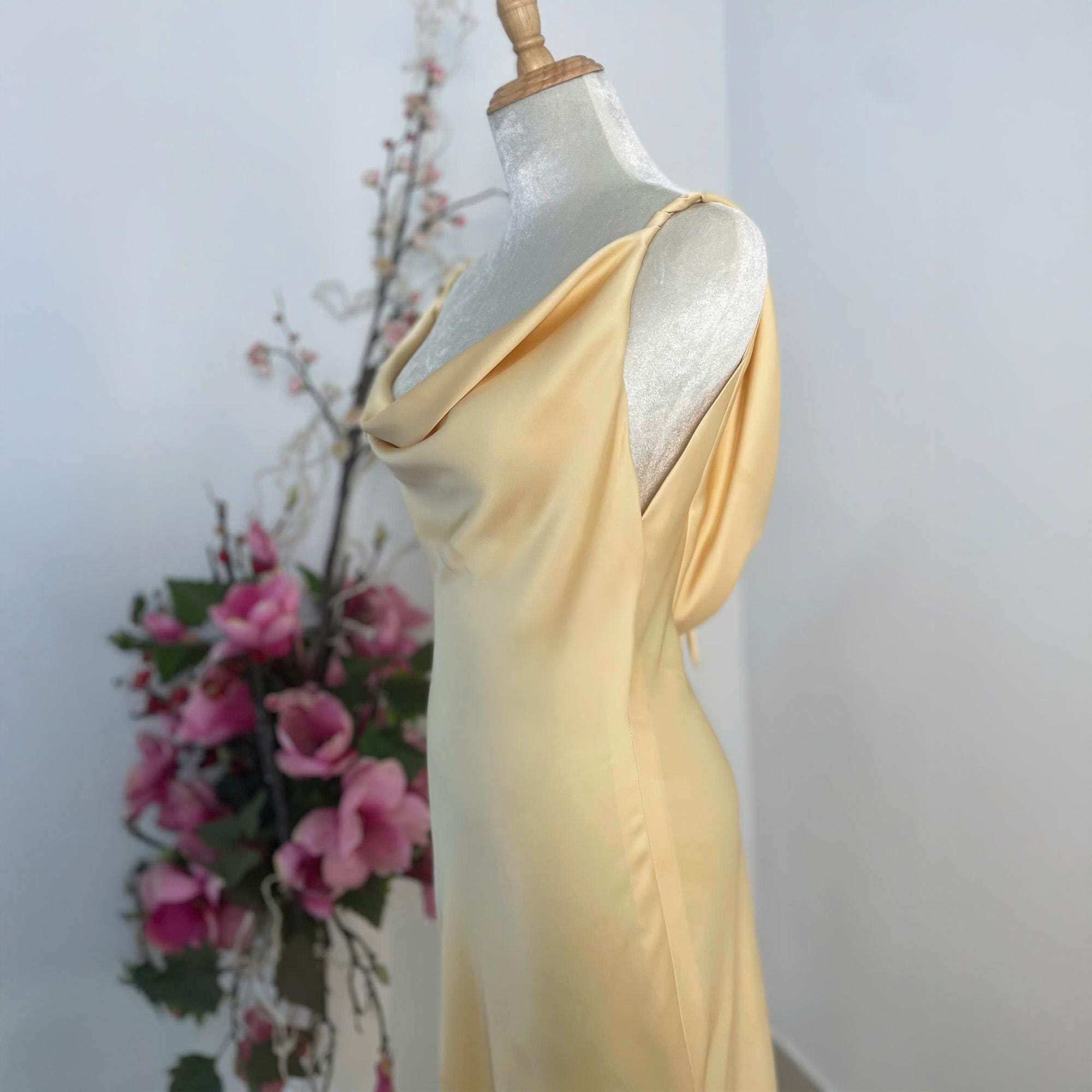 pale yellow backless dress Cyndi Open Back Halterneck Maxi Dress Light Yellow XL main image 1