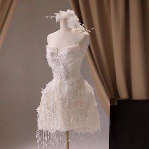 short sparkly wedding reception dress Sparkly Mini Short Wedding Dress with Stars, Vogue Reception Outfit Boom Blush