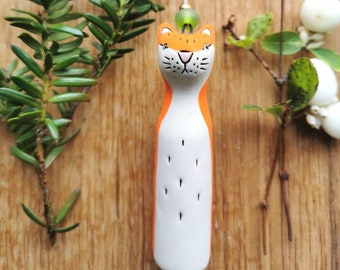 Cat ornament figurine - ginger cat decoration - ceramic hanging -Christmas decoration - marmalade cat