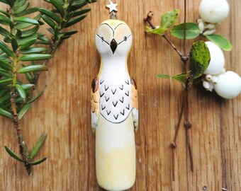 Handmade Barn Owl Ornament – Ceramic Hanging Decoration