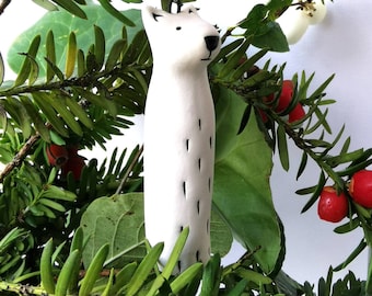 Porcelain Polar bear hanging decoration with star