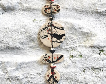 Talisman wall hanging - ceramic wall art - wall hanging - 'Crow in berries'