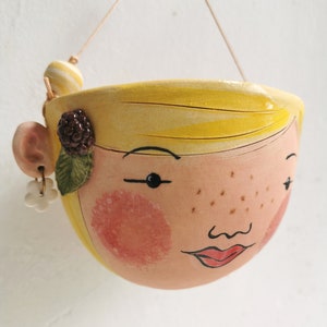 Ceramic hanging planter-Berry indoor planter succulent planter in yellow Mother's day image 1