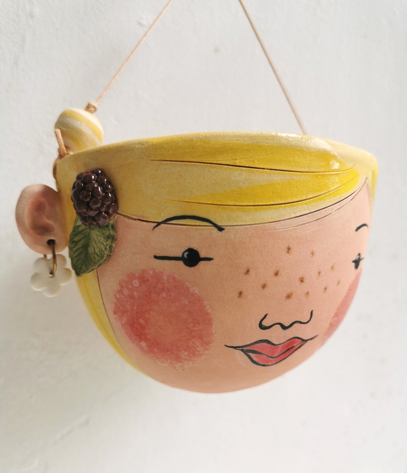 Ceramic hanging planter-Berry indoor planter succulent planter in yellow Mother's day image 1