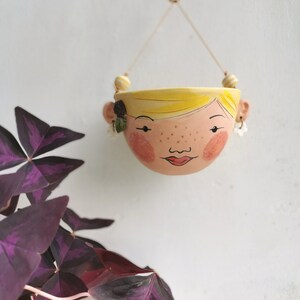 Ceramic hanging planter-Berry indoor planter succulent planter in yellow Mother's day image 2