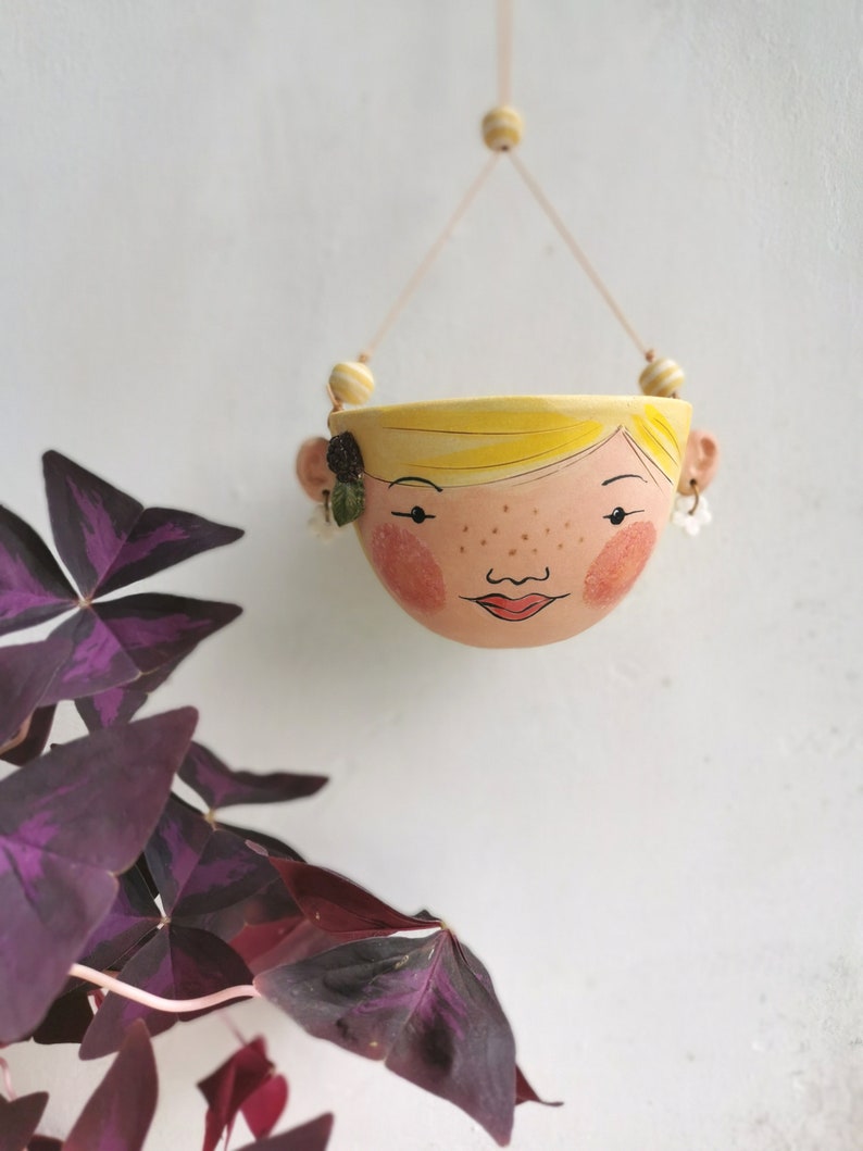 Ceramic hanging planter-Berry indoor planter succulent planter in yellow Mother's day image 2