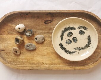 Ceramic trinket dish - nest with eggs and feathers no. 1