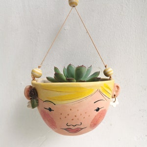 Ceramic hanging planter-Berry indoor planter succulent planter in yellow Mother's day image 8