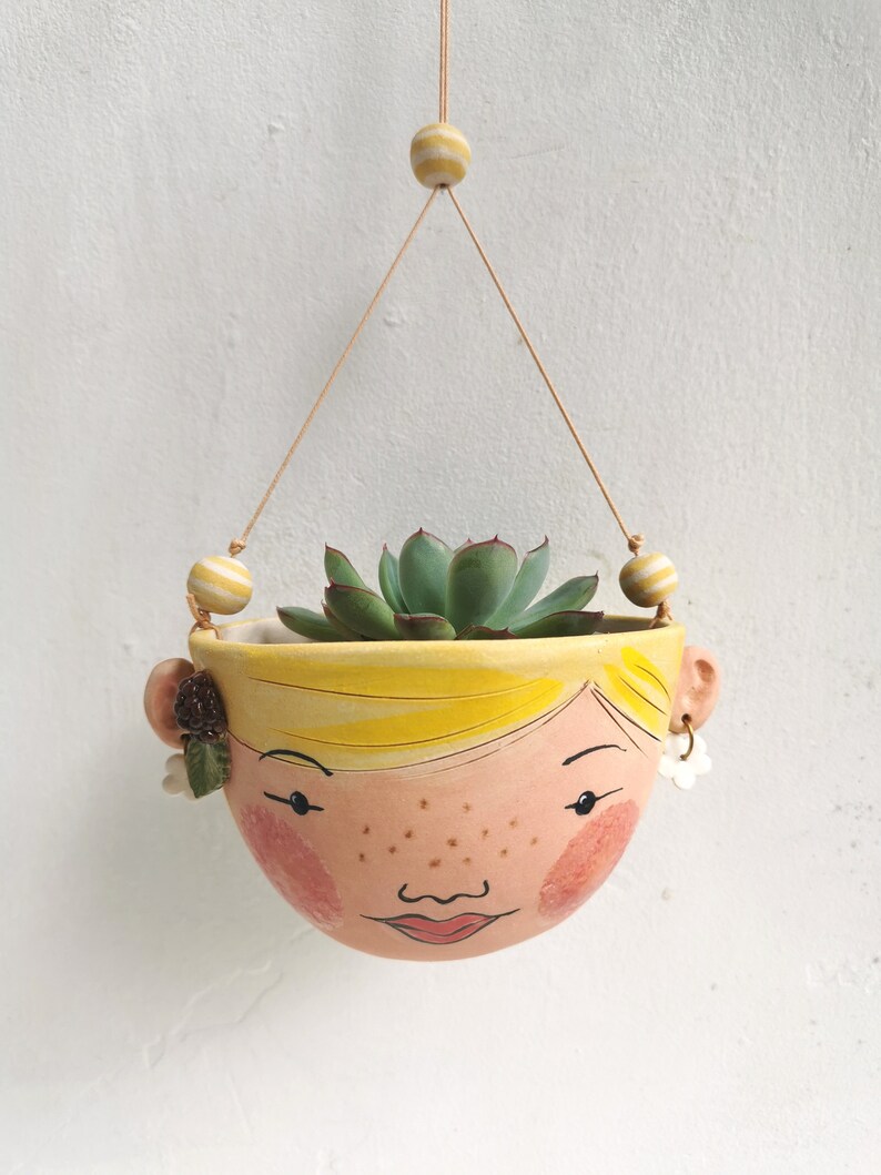 Ceramic hanging planter-Berry indoor planter succulent planter in yellow Mother's day image 8