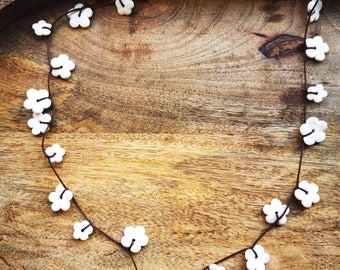 Flower charm necklace - ceramic necklace - porcelain flowers - ceramic jewellery - summer necklace-garland necklace