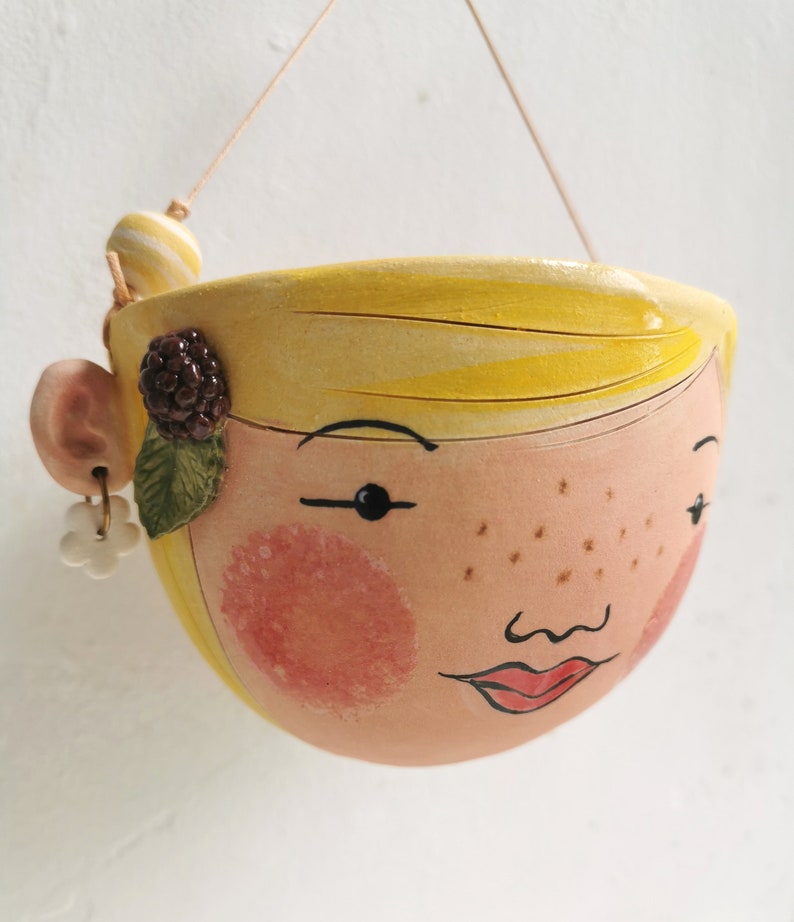 Ceramic hanging planter-Berry indoor planter succulent planter in yellow Mother's day image 6