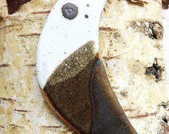 Handmade stoneware crescent moon Christmas decoration