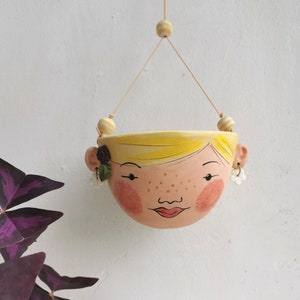 Ceramic hanging planter-Berry indoor planter succulent planter in yellow Mother's day image 3