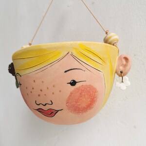 Ceramic hanging planter-Berry indoor planter succulent planter in yellow Mother's day image 7