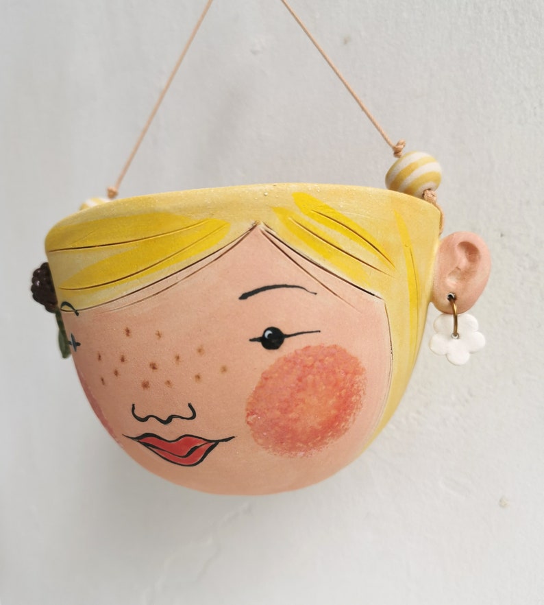 Ceramic hanging planter-Berry indoor planter succulent planter in yellow Mother's day image 7