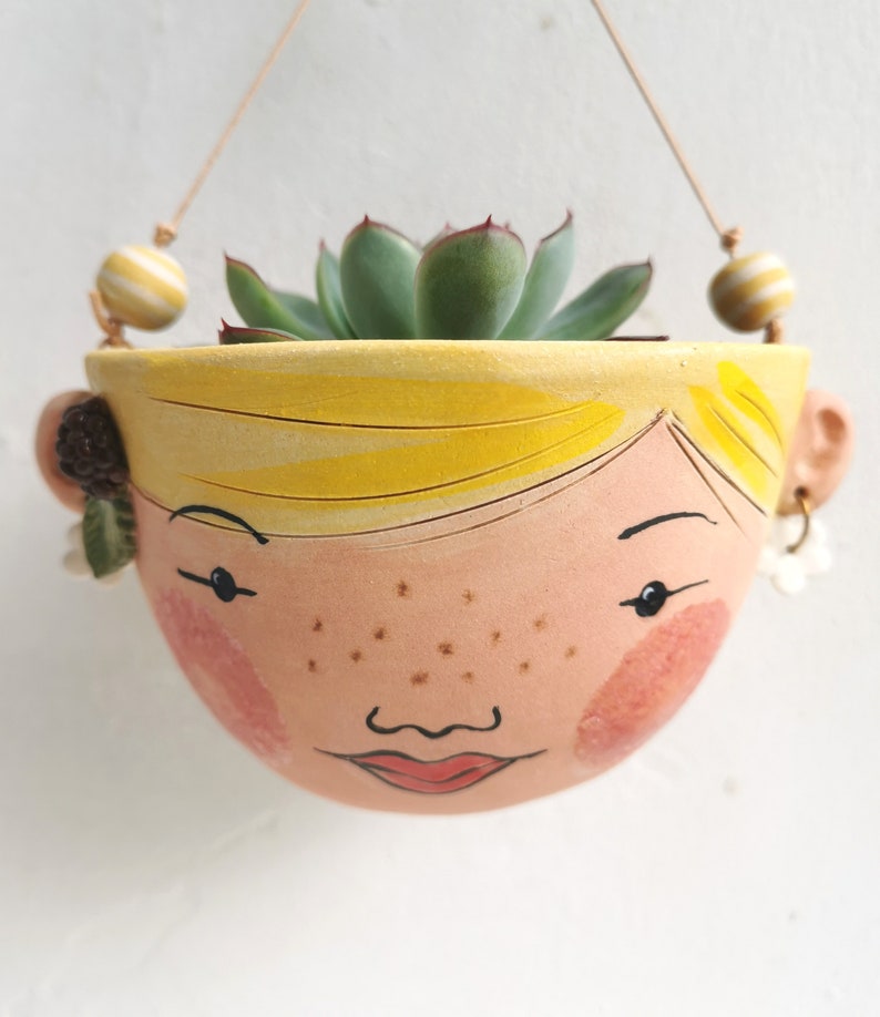Ceramic hanging planter-Berry indoor planter succulent planter in yellow Mother's day image 9