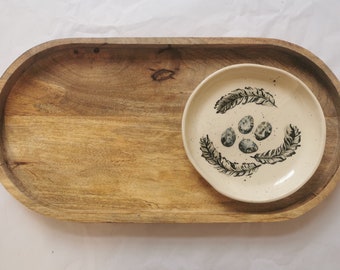 Ceramic trinket dish - nest with eggs and feathers no. 3