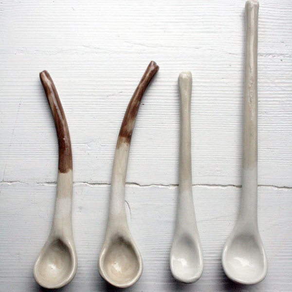 SALE:Porcelain spoons rustic spoons home decor beige tones