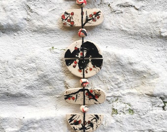 Talisman wall hanging - ceramic wall art - wall hanging - 'Berries and branches'