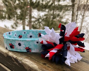 Ladybug Dog Collar, Daisy Dog Collar, Spring Dog Collar, Dog Collar, Summer Dog Collar, Dog Collar with Bow,  Dog Collar Bow, Bug Dog Collar