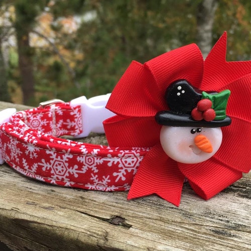 Snowflake Dog Collar Winter Dog Collar Red and White Dog Etsy