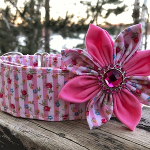 Flower Dog Collar, Dog Collar, Floral Dog Collar, Rose Dog Collar, Girl Dog Collar with Flower, Summer Dog Collar, Dog Collar Flower
