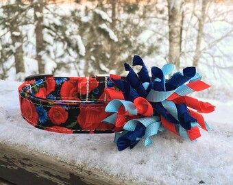 Dog Collar, Flower Dog Collar, Poppy Dog Collar, Spring Dog Collar, Pansy Dog Collar, Summer Dog Collar, Dog Collar for Girl