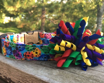 Lady bug Dog Collar, Rainbow Dog Collar, Summer Dog Collar, Martingale Dog Collar, Girl Dog Collar, Ladybug Dog Collar, Blue Dog Collar