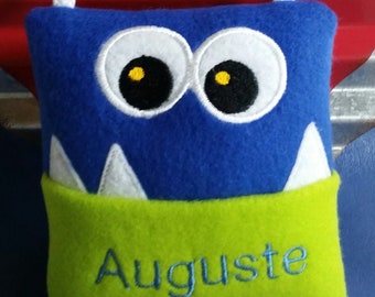 Personalized Monster Tooth Fairy Pillow with 'I Lost My Tooth' Button