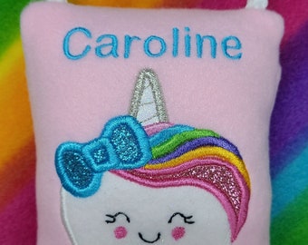 Personalized Tooth Fairy Pillow, Unicorn Tooth Fairy Pillow, Tooth Pillow, Unicorn, Personalized Gift