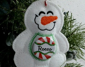 Personalized Christmas Snowman Ornament, Personalized Christmas ornament, Snowman Christmas ornament