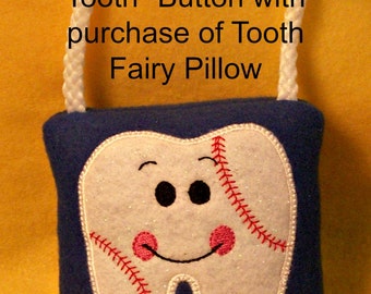 Personalized Baseball Tooth Fairy Pillow & Free Button