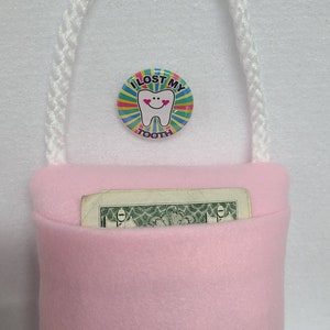 Tooth Fairy Pillow & Free Button, plush,embroidered comes with Lost my Tooth button image 2