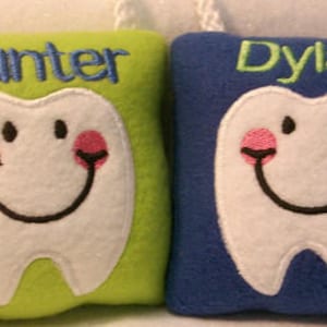 Tooth Fairy Pillow & Free Button, plush, embroidered comes with Lost my Tooth button, Tooth Pillow, Tooth Gift image 2