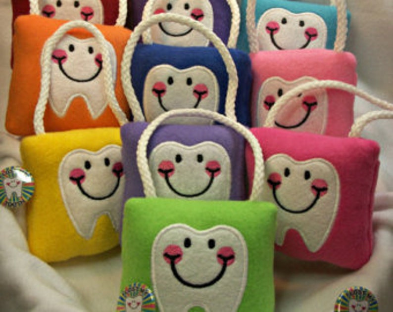 Tooth Fairy Pillow & Free Button, plush,embroidered comes with Lost my Tooth button image 1