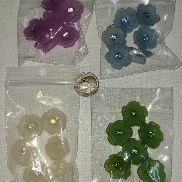 Unique flower slider bead with crystal accent, two hole slider, Jewelry supply, Accent bead