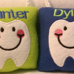 Tooth Fairy Pillow & Free Button, plush, embroidered comes with Lost my Tooth button, Tooth Pillow, Tooth Gift image 9
