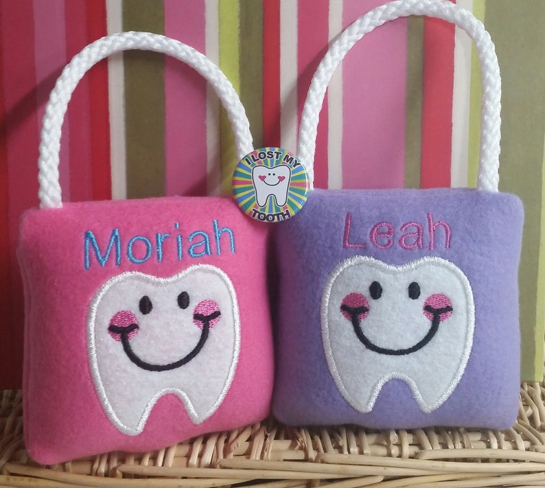 Tooth Fairy Pillow & Free Button, plush,embroidered comes with Lost my Tooth button image 5