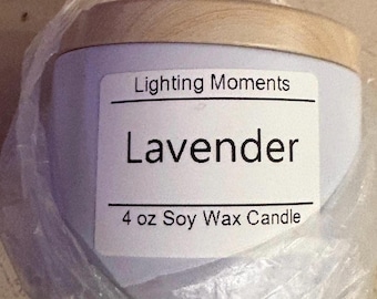 Velas de soja vertidas a mano de 4 oz con aroma a lavanda