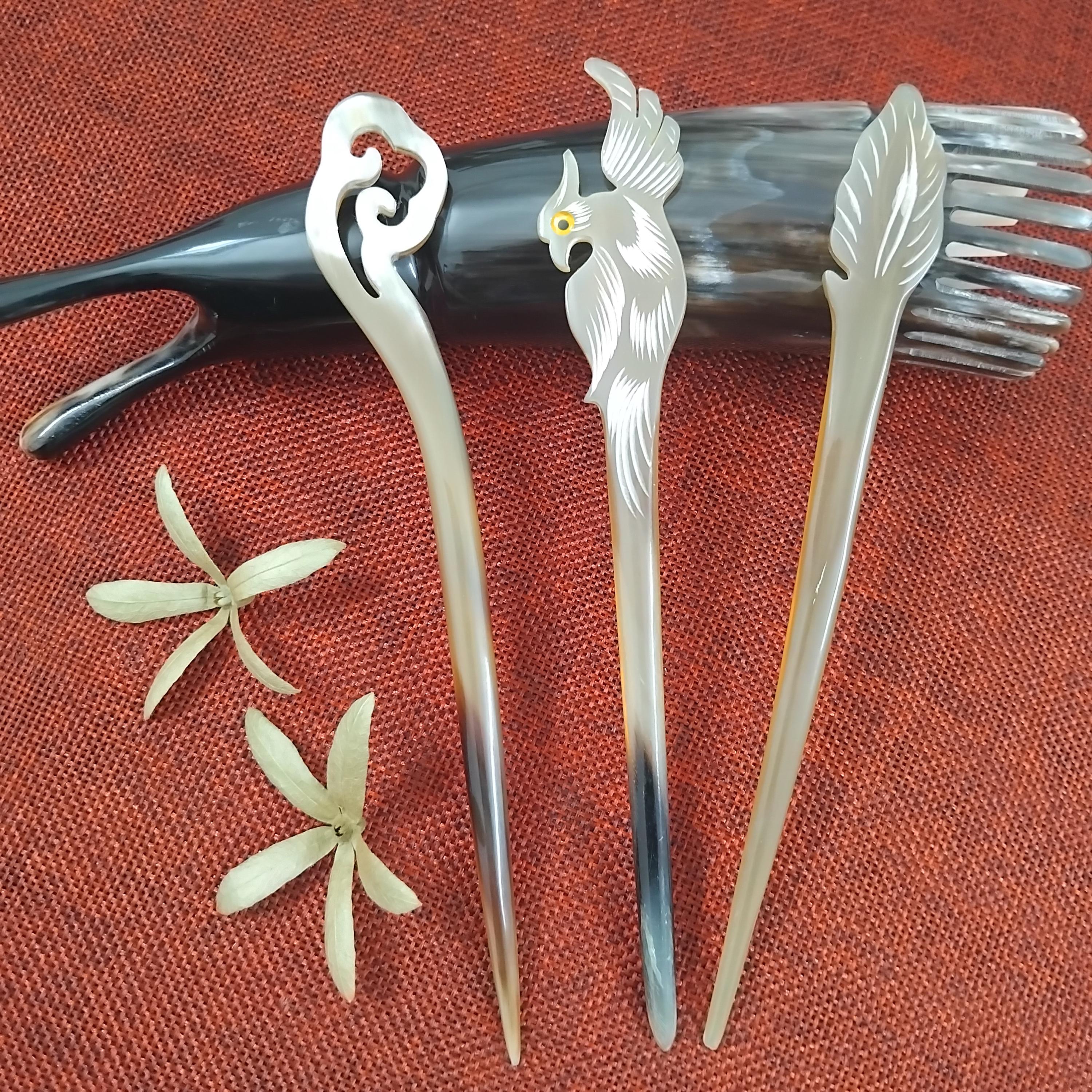 HERMES Buffalo Horn Hairpin Hair Accessories Pin 5.9 inches HERMÈS, Hairpin “Hermès Kanzashi Buffalo Horn Hair Pin  main image 2