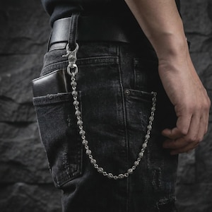 Corrente de carteira Punk Cross – Corrente artesanal gótica para calça jeans de motociclista, corrente para bolsa hip hop, joia alternativa unissex, presente para ele